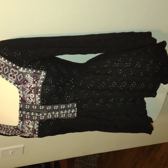 NWOT FREE PEOPLE long sleeve boho tunic high/low blouse SZ SMALL - Picture 3 of 9